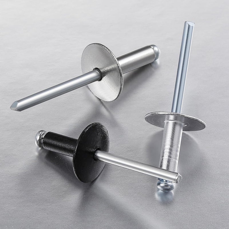 Wensilon (150 pcs) 3/16 * 1/2" Large Cap Open End Black Aluminum Blind Rivets,5 * 13 Blind Rivet - Image 5
